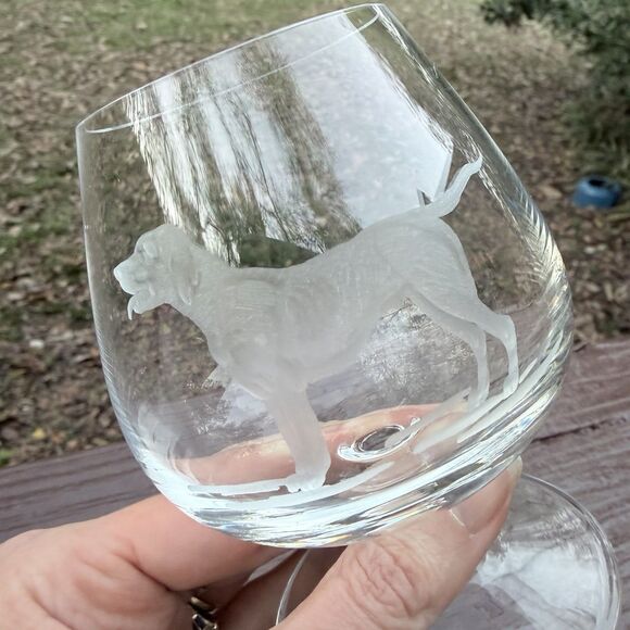 4 Hubertushutte Crystal Glasses HUNTING DOGS - Picture 9 of 11